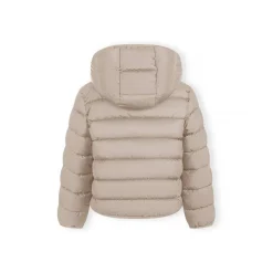 Girls quilted jacket with zip removable hood beige