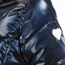 Girls winter jacket metallic finish navy