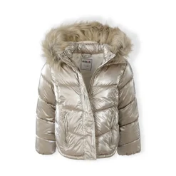 Girls winter jacket metallic finish beige