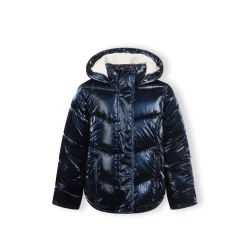Girls winter jacket metallic finish navy