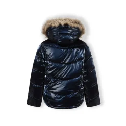 Girls winter jacket metallic finish navy