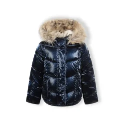 Girls winter jacket metallic finish navy