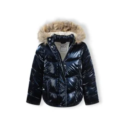 Girls winter jacket metallic finish navy