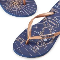 Hav. Slim Nautical Navy Blue/Rose G Flip Flops Unisex Kids