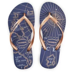 Hav. Slim Nautical Navy Blue/Rose G Flip Flops Unisex Kids