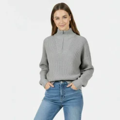 High Neck Zip Knitted Jumper