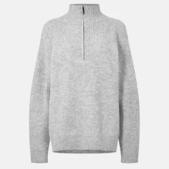 High Neck Zip Knitted Jumper