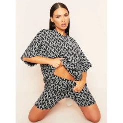 High Waist Missy Print Branded Cycle Shorts