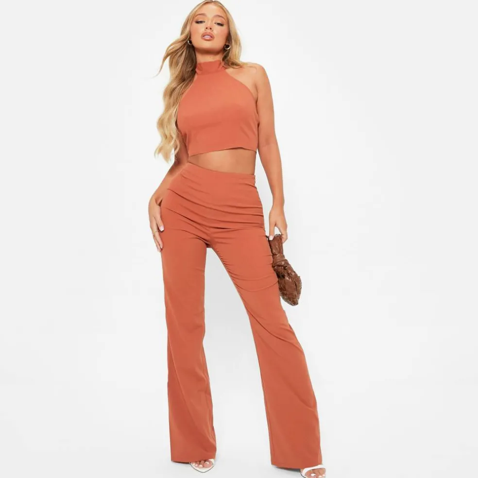 ISAWITFIRST Textured Halterneck Crop Top Co-Ord