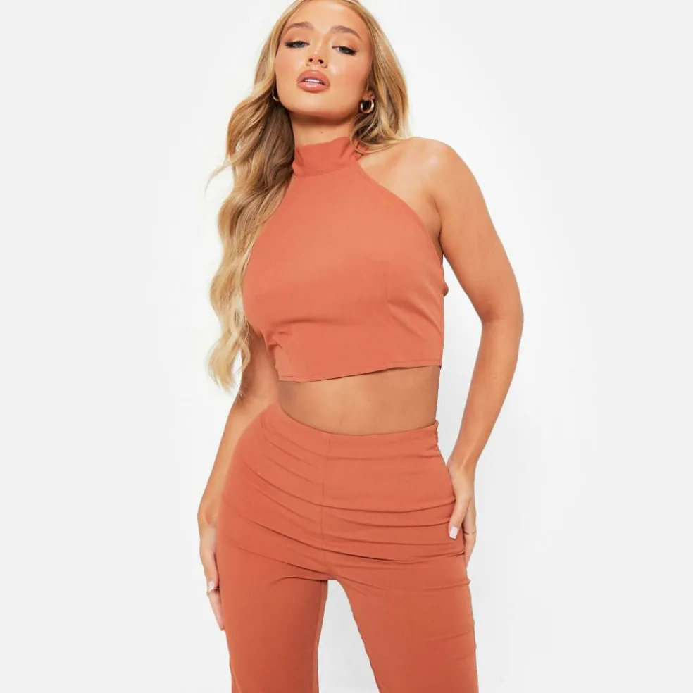 ISAWITFIRST Textured Halterneck Crop Top Co-Ord