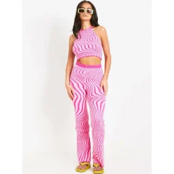 Jacquard Knit Flared Trousers