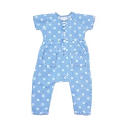 Kids' Baby Girl Floral Denim Blue Bodysuit
