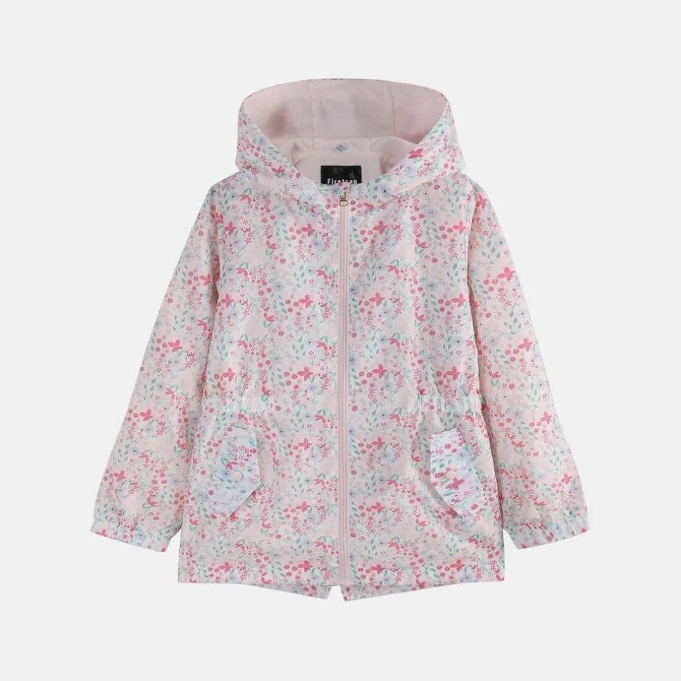 Kids Enchanted Blossom Pink Floral Hooded Long Sleeve Anorak