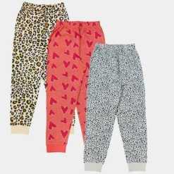 Kids' 3 Pack Cotton Fruit & Animal Print Long Sleeve Pyjama Set