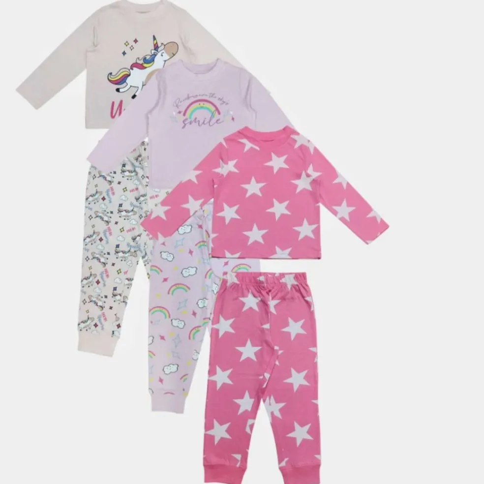 Kids' 3 Pack Cotton Long Sleeve Pyjama Set