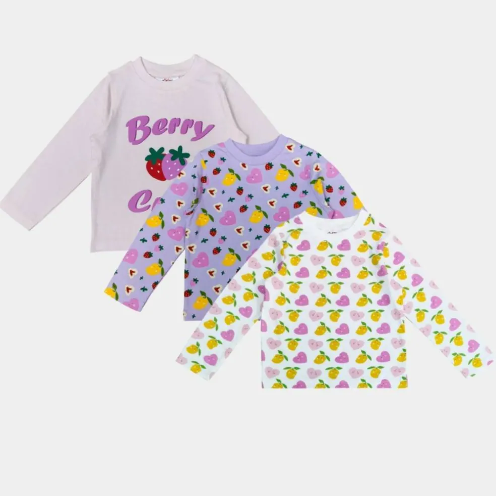Kids' 3 Pack Cotton Long Sleeve Pyjama Set