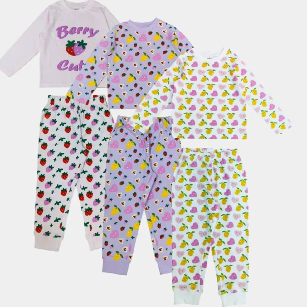 Kids' 3 Pack Cotton Long Sleeve Pyjama Set