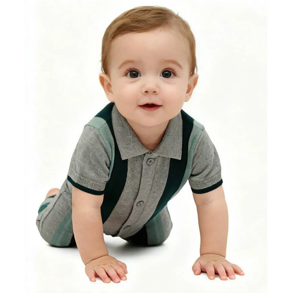 Kids' Striped Cotton Short Sleeve Onesie