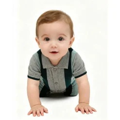Kids' Striped Cotton Short Sleeve Onesie