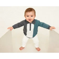 Kids' Zip Cotton Long Sleeve Polo Shirt