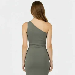 Knitted Asymmetric Cut Out Midi Dress