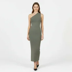 Knitted Asymmetric Cut Out Midi Dress