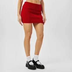 Knitted Fold Down Skirt Womens