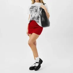 Knitted Fold Down Skirt Womens