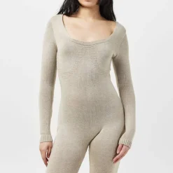 Knitted Long Sleeve Jumpsuit Womens