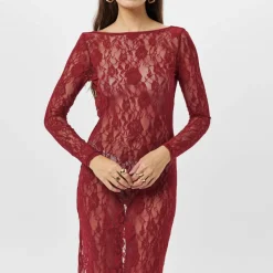 Lace Open Back Maxi Dress Womens