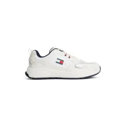 Logo Mixed Texture Trainers