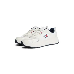 Logo Mixed Texture Trainers