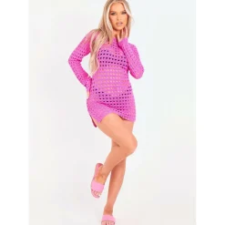 Low Back Crochet Beach Dress Cover Up