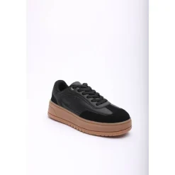 Low Wedge Lace up trainer with leopard print heel detail