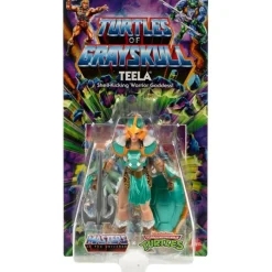 Masters of the Universe Origins Turtles of Grayskull Teela Action Figure Toy in Turtle Inspired Armo