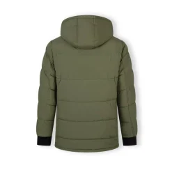 Men long jacket fleece lined zip pockets khaki