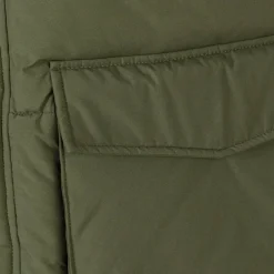 Men long jacket fleece lined zip pockets khaki