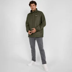Men packaway waterproof jacket with hood khaki