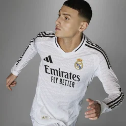 Mens adidas Real Madrid Authentic Long-Sleeve Home Shirt 24/25
