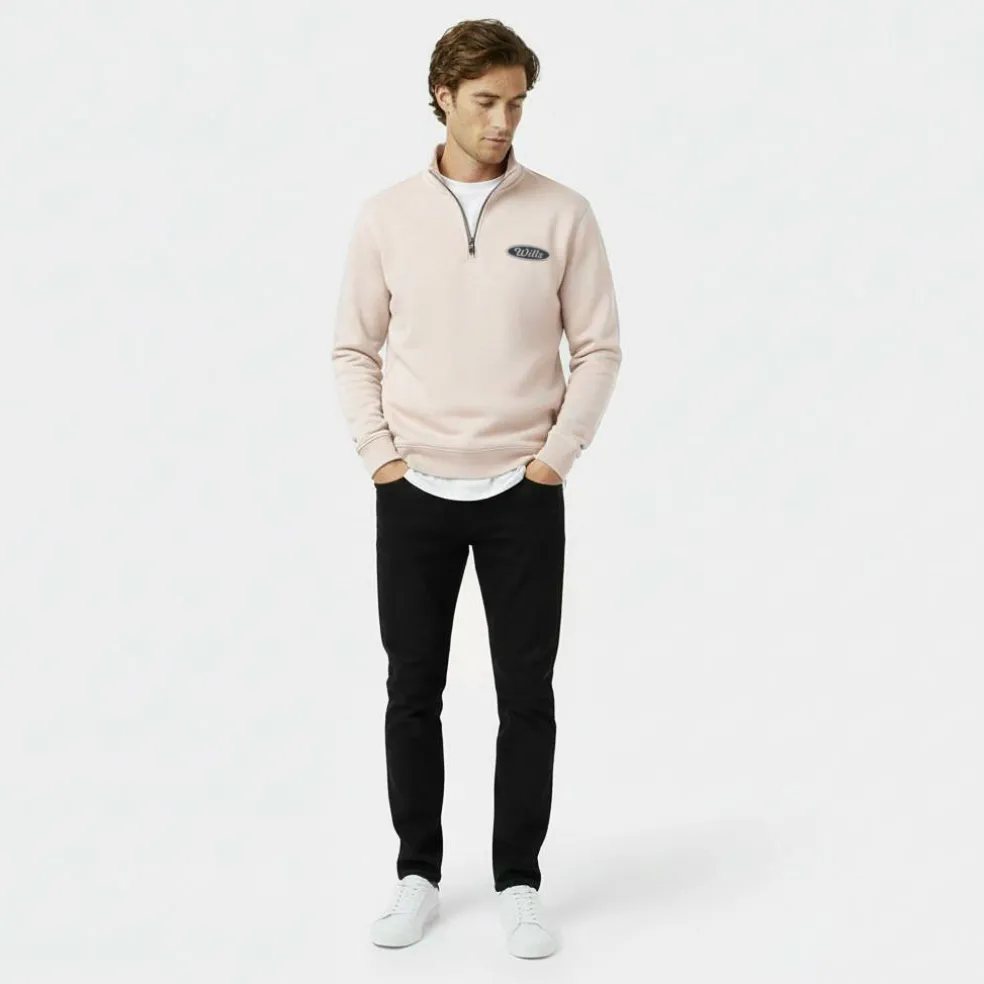 Men's Americano Cotton Long Sleeve Oversized Fit 1/4 Zip Fleece