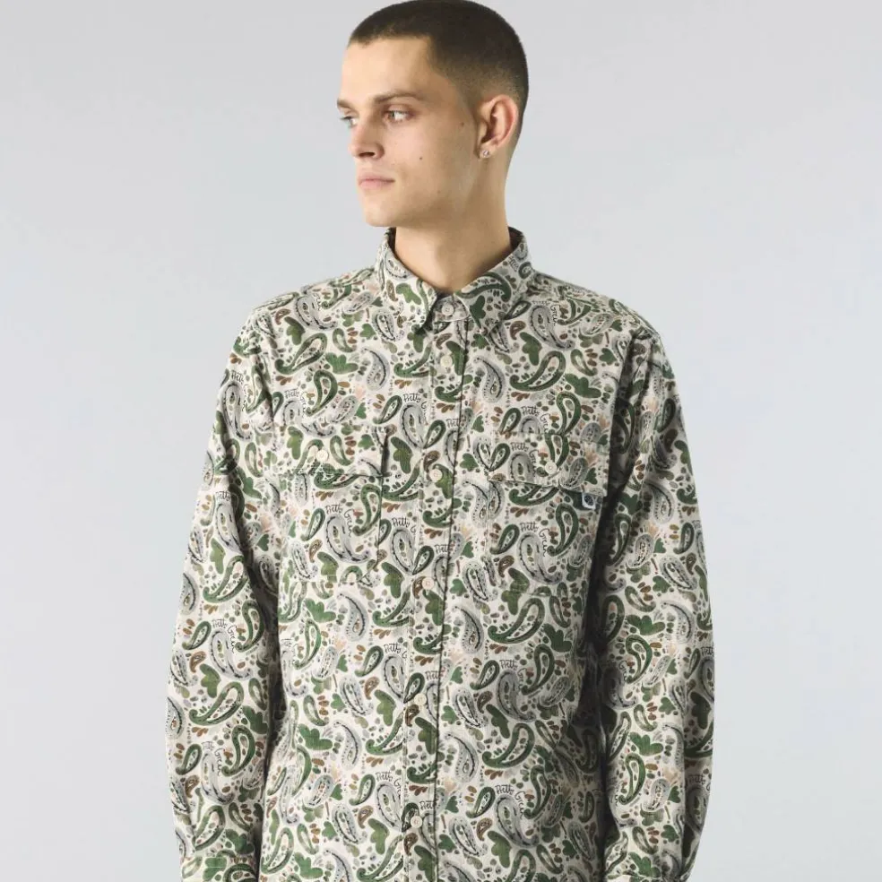 Men's Aquarelle Paisley Long-Sleeve Patterned Shirt