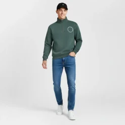 Men's Athletic Cotton Long Sleeve Funnel Neck Oversized Fit 1/4 Zip Fleece