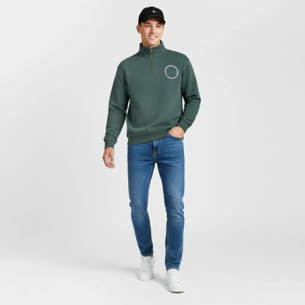 Men's Athletic Cotton Long Sleeve Funnel Neck Oversized Fit 1/4 Zip Fleece