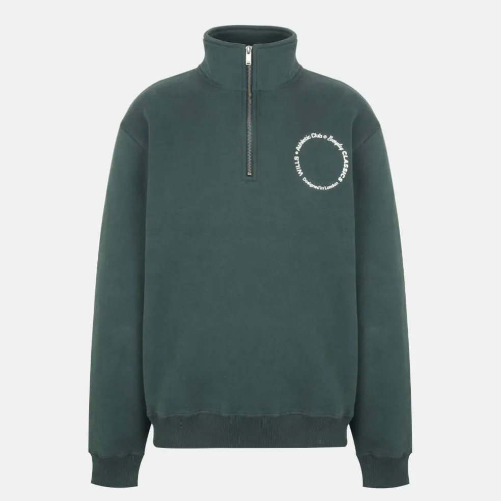 Men's Athletic Cotton Long Sleeve Funnel Neck Oversized Fit 1/4 Zip Fleece