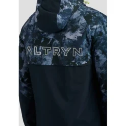 Men's Brush Print Cut & Sew Water Resistant Hooded Long Sleeve Softshell Jacket