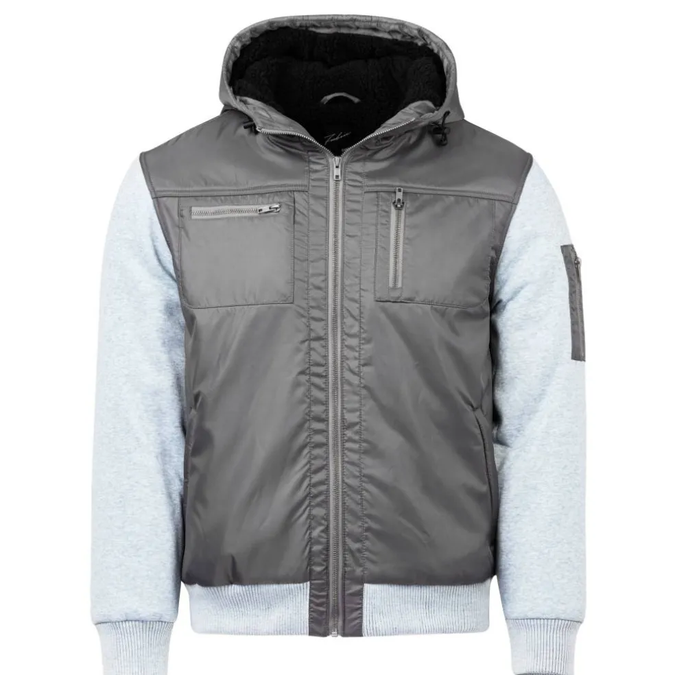 Men's Classic Hooded Fleece-Lined Long Sleeve 5 Pocket Hybrid Jacket