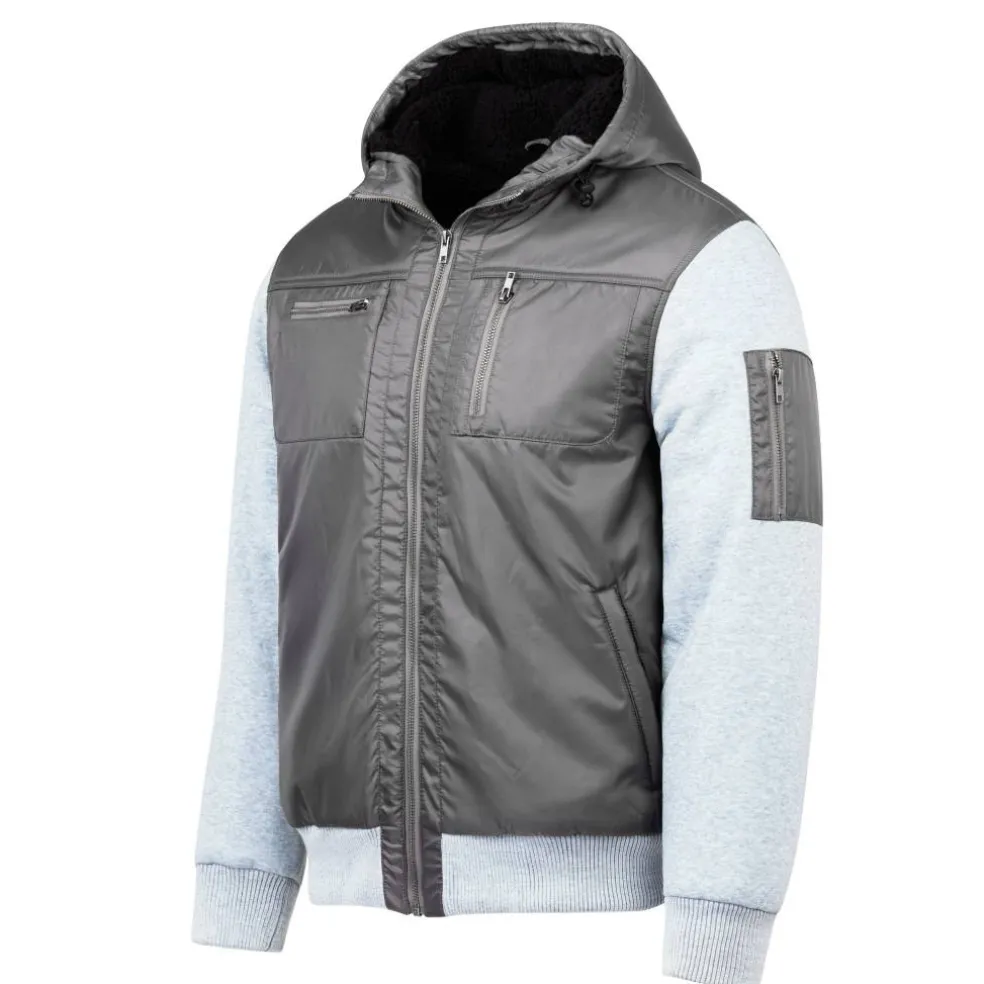 Men's Classic Hooded Fleece-Lined Long Sleeve 5 Pocket Hybrid Jacket