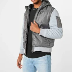 Men's Classic Hooded Fleece-Lined Long Sleeve 5 Pocket Hybrid Jacket