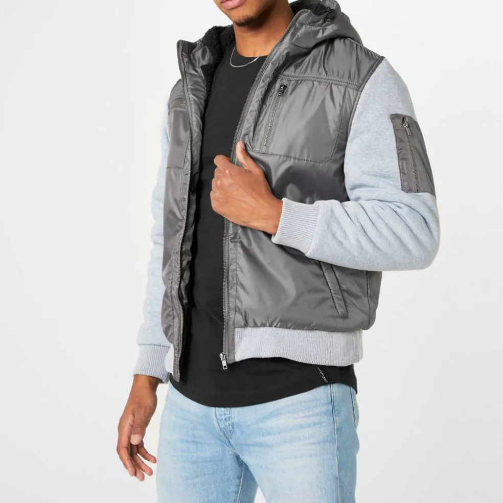 Men's Classic Hooded Fleece-Lined Long Sleeve 5 Pocket Hybrid Jacket