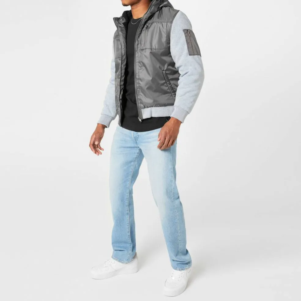Men's Classic Hooded Fleece-Lined Long Sleeve 5 Pocket Hybrid Jacket